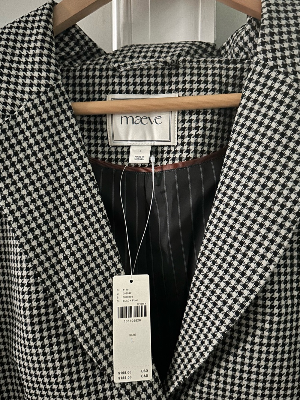 Maeve by Anthropologie Boxy Crop Blazer- Houndstooth size L NWT - Picture 7 of 12
